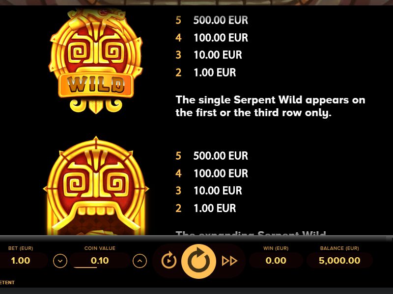 Таблица выплат Rise of maya 